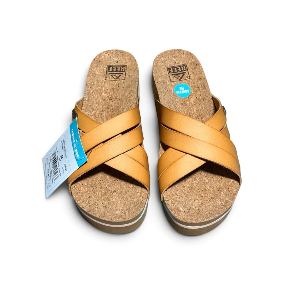 REEF Cushion Vista Cork Wedge Platform Sandals Tan Size 8 NWT